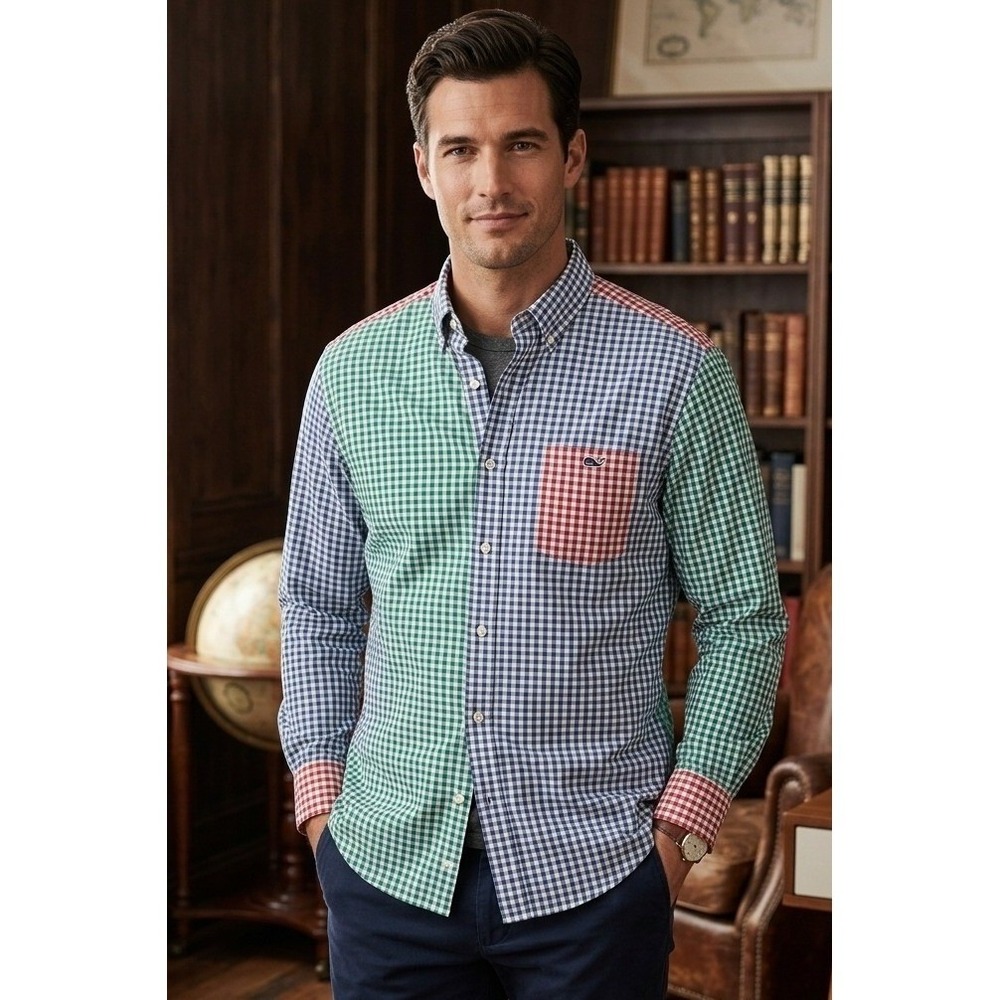 Vineyard Vines Tucker Button Down Long Sleeve Shirt Mens XL Gingham Check Cotton